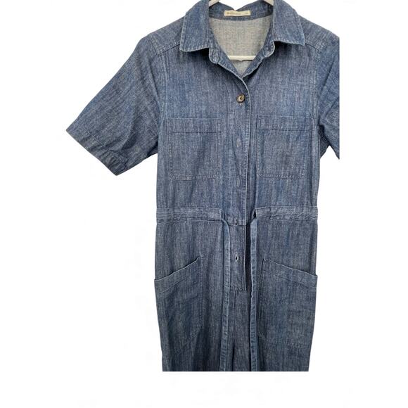 Marine Layer XS Joni Jumpsuit Dark Denim One Piece Outfit Wide Leg Short Sleeve - Picture 5 of 10